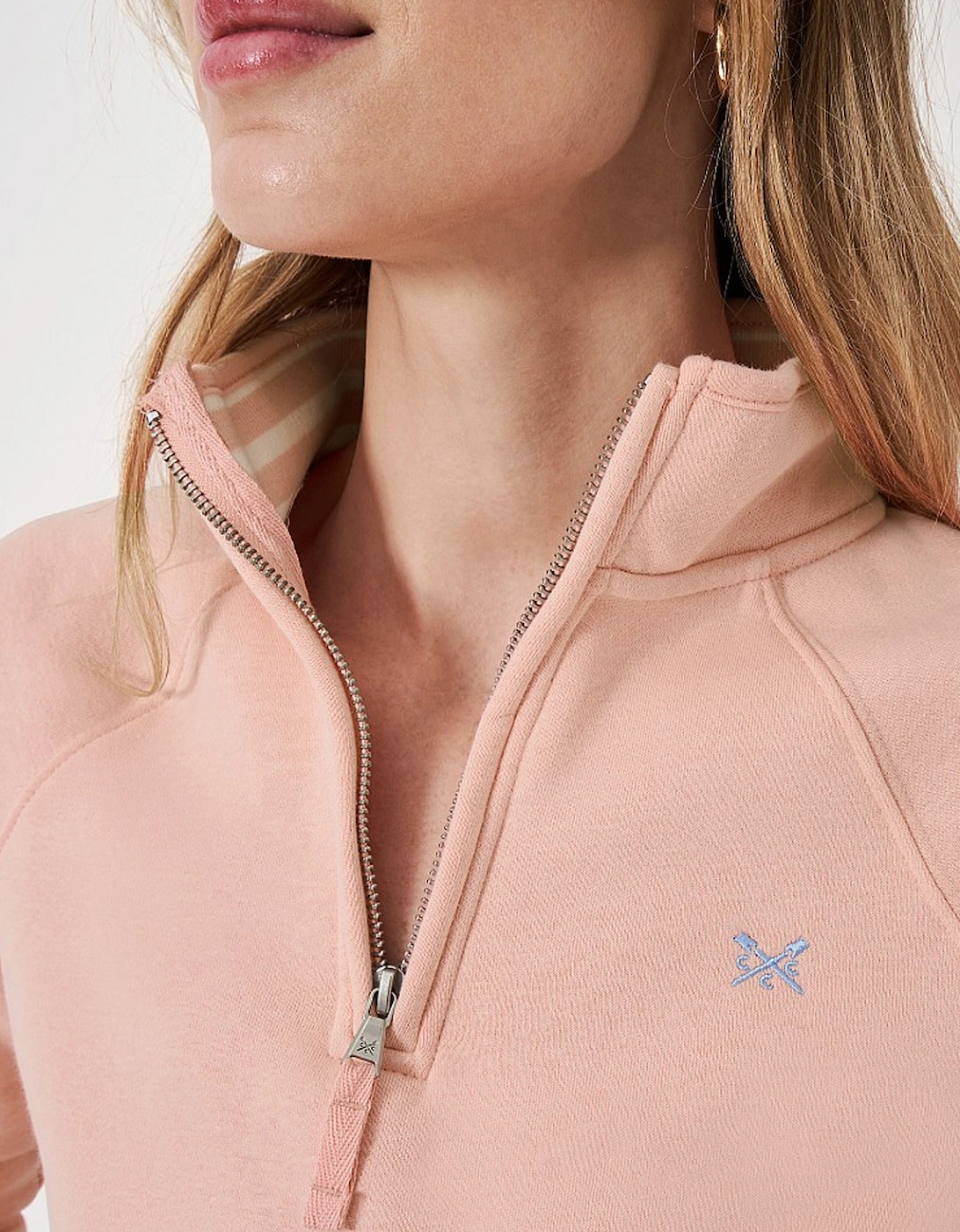 Women's Half Zip Sweat Peach Pink