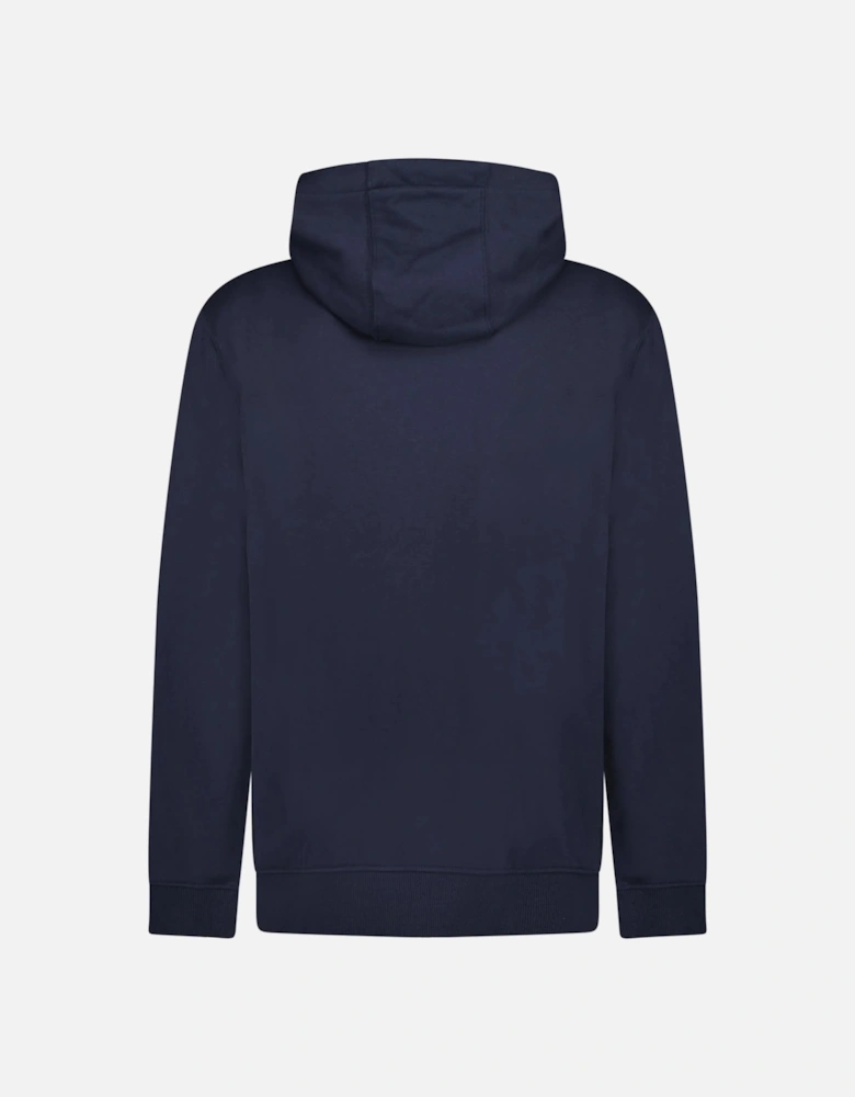 'Hove' check Hood Embroidery Logo Hoodie Zip Sweatshirt Navy