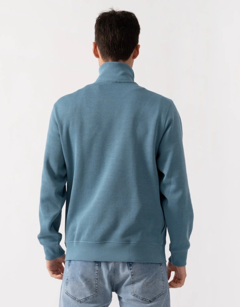 Mens Zippered Stand-Up Collar Cotton Sweatshirt