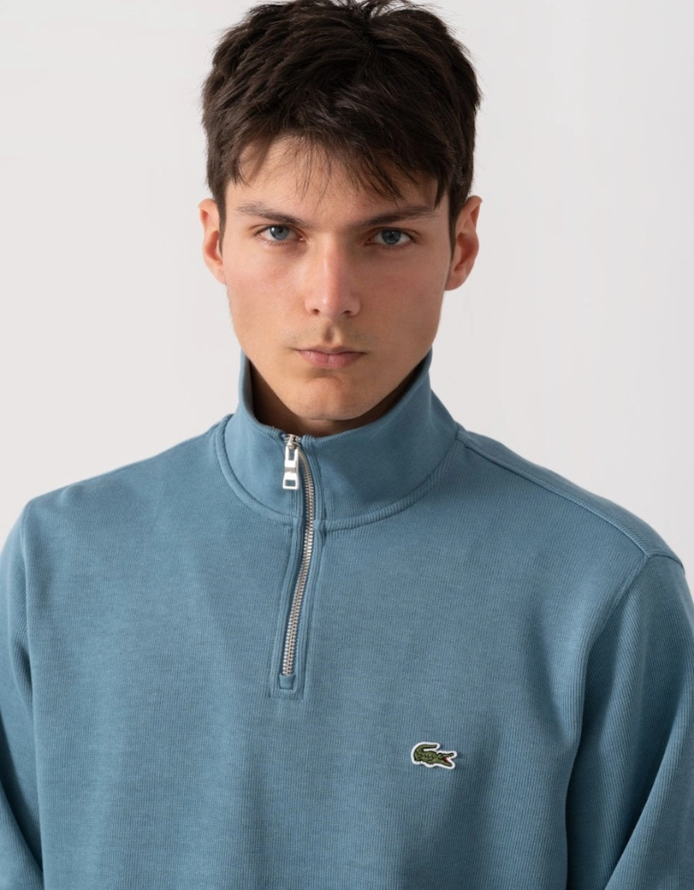 Mens Zippered Stand-Up Collar Cotton Sweatshirt