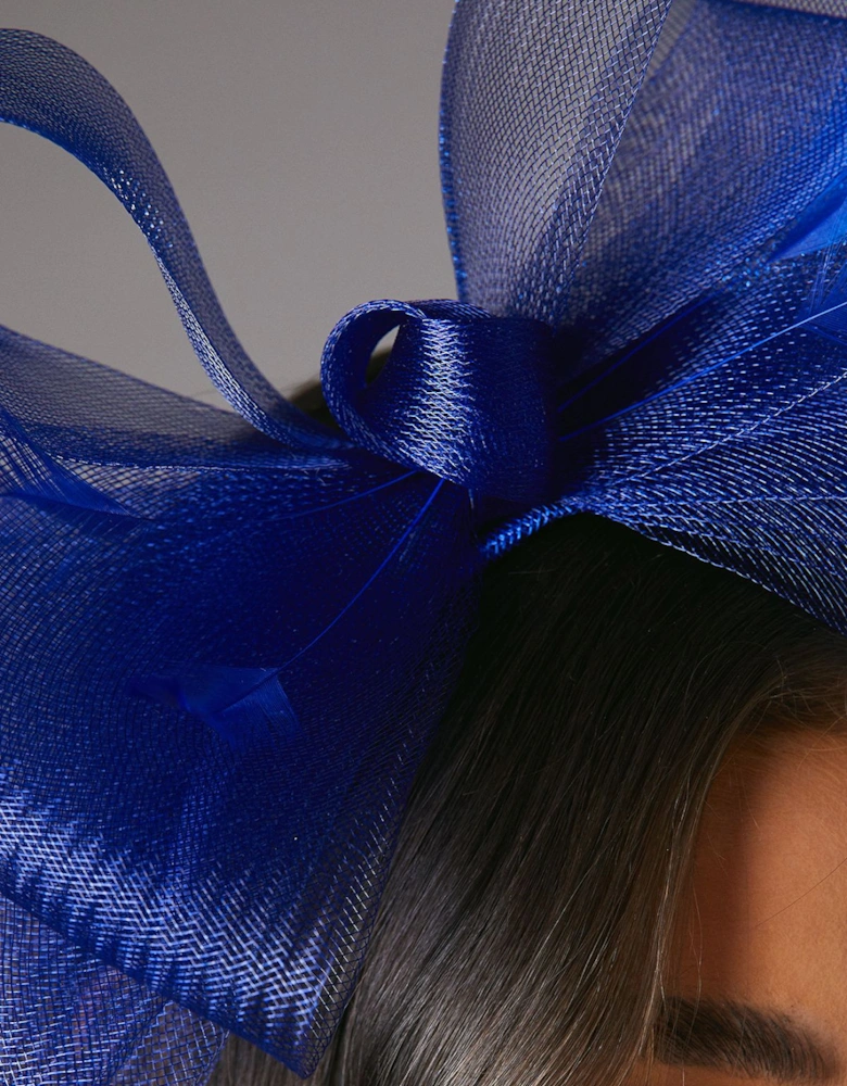 Bow Mesh Fascinator With Feathers