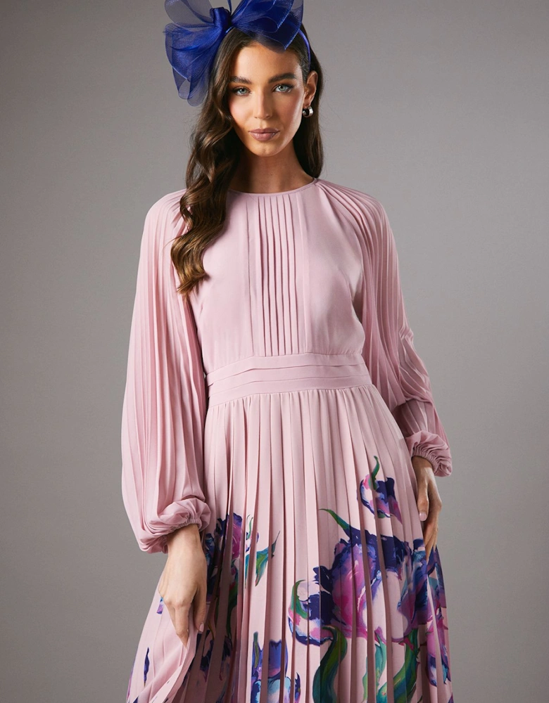 Placement Print Pleat Dress