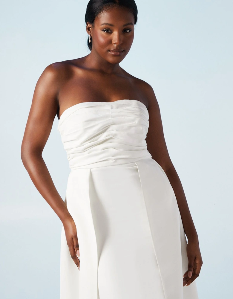 Bandeau Structured Column Wedding Dress with Overskirt