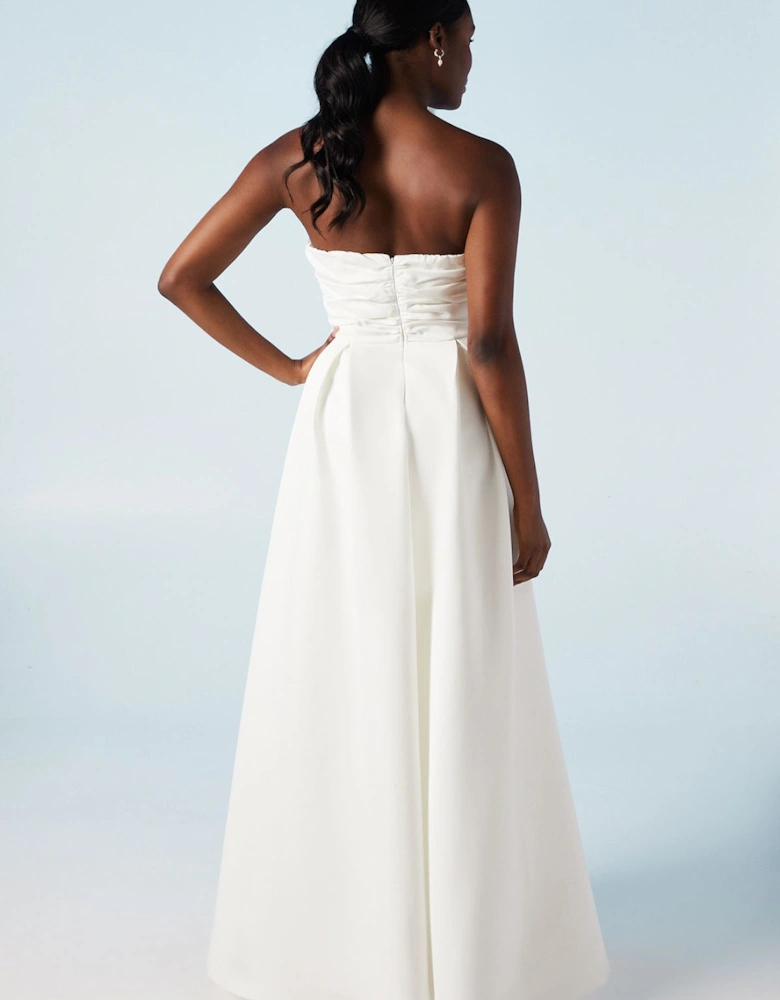 Bandeau Structured Column Wedding Dress with Overskirt