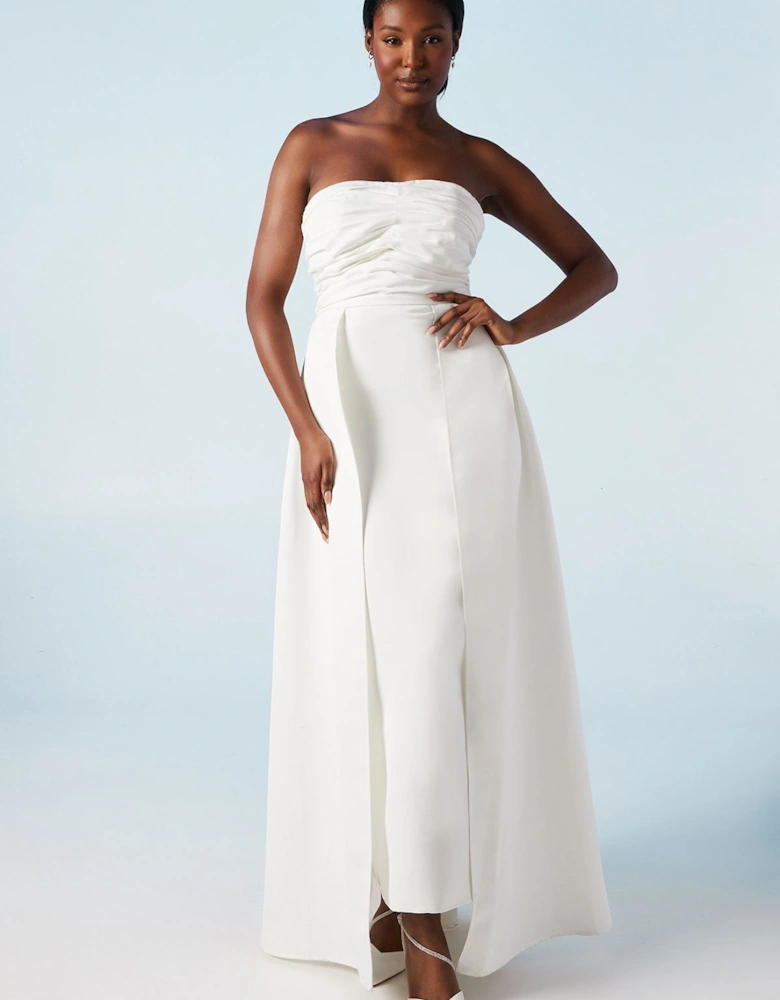 Bandeau Structured Column Wedding Dress with Overskirt