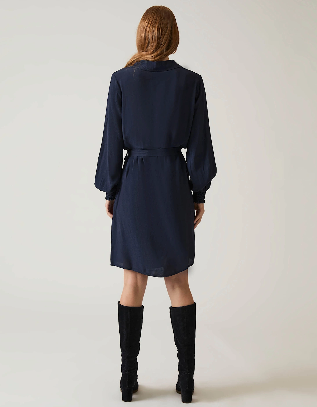 Navy Belted Dress