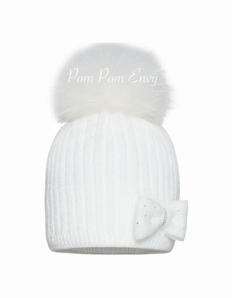 White Single Pom Hat