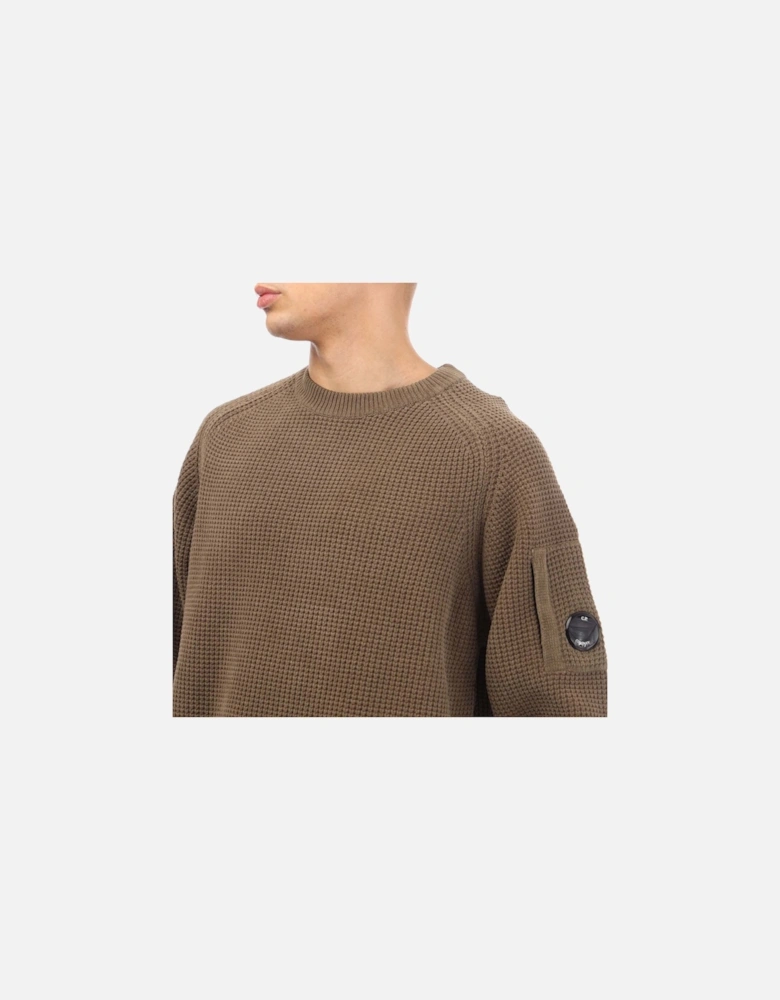 Chenille Crewneck Waffle Knit Sweater