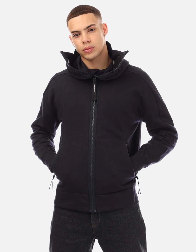 Diagonal Raised Fleece Zipped Goggle Hoodie