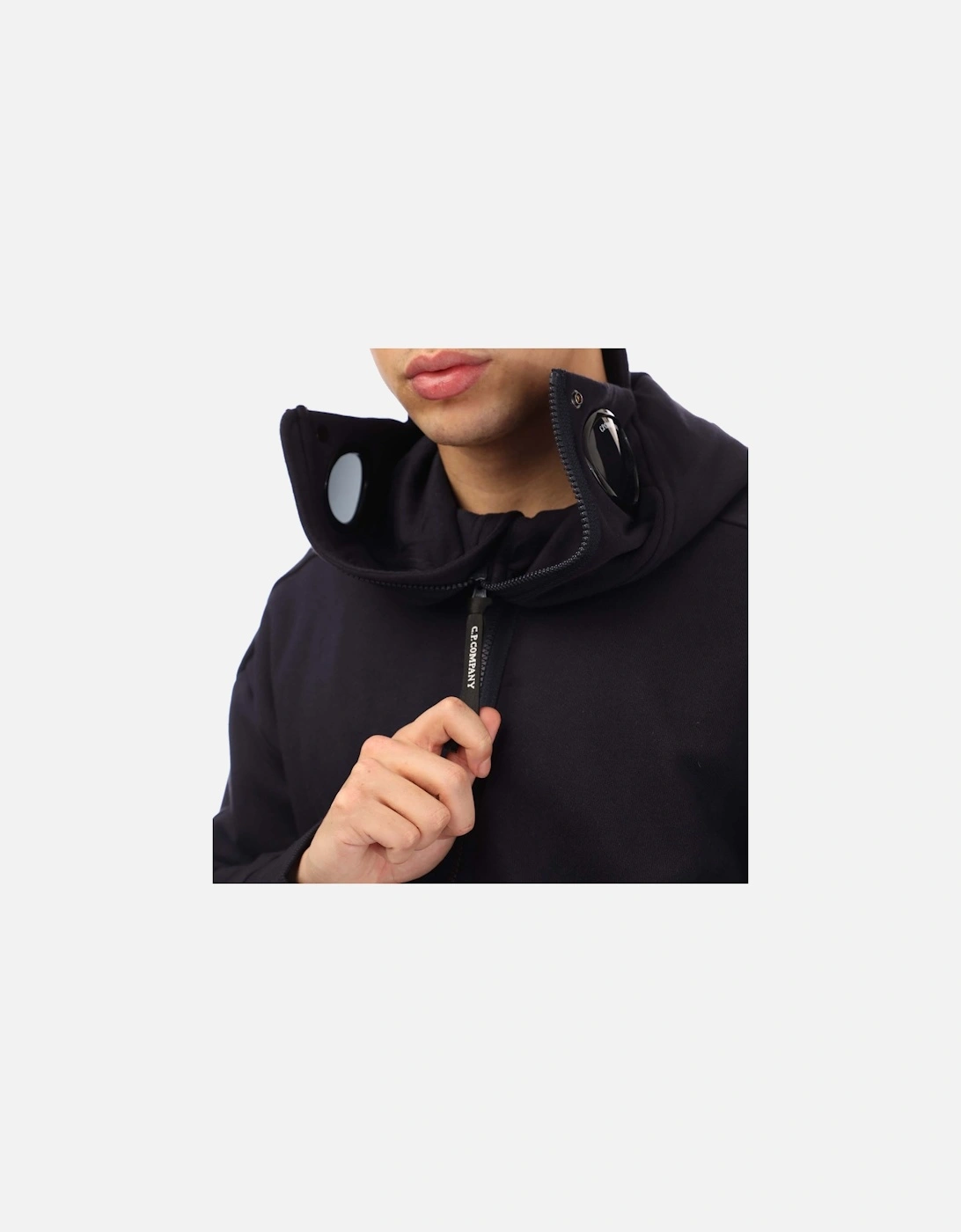 Diagonal Raised Fleece Zipped Goggle Hoodie