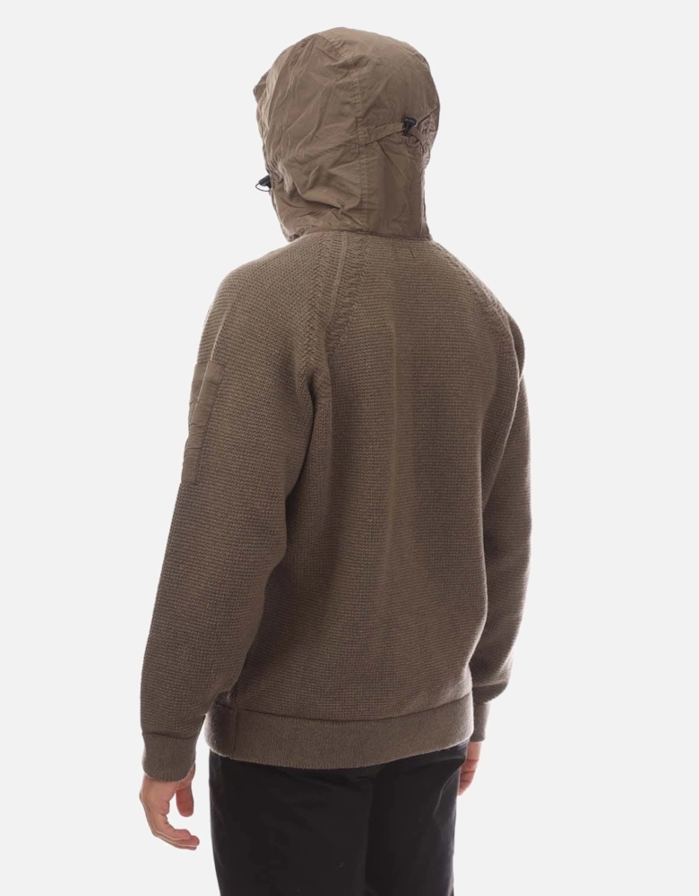 Nylon Hood Wool Cardigan