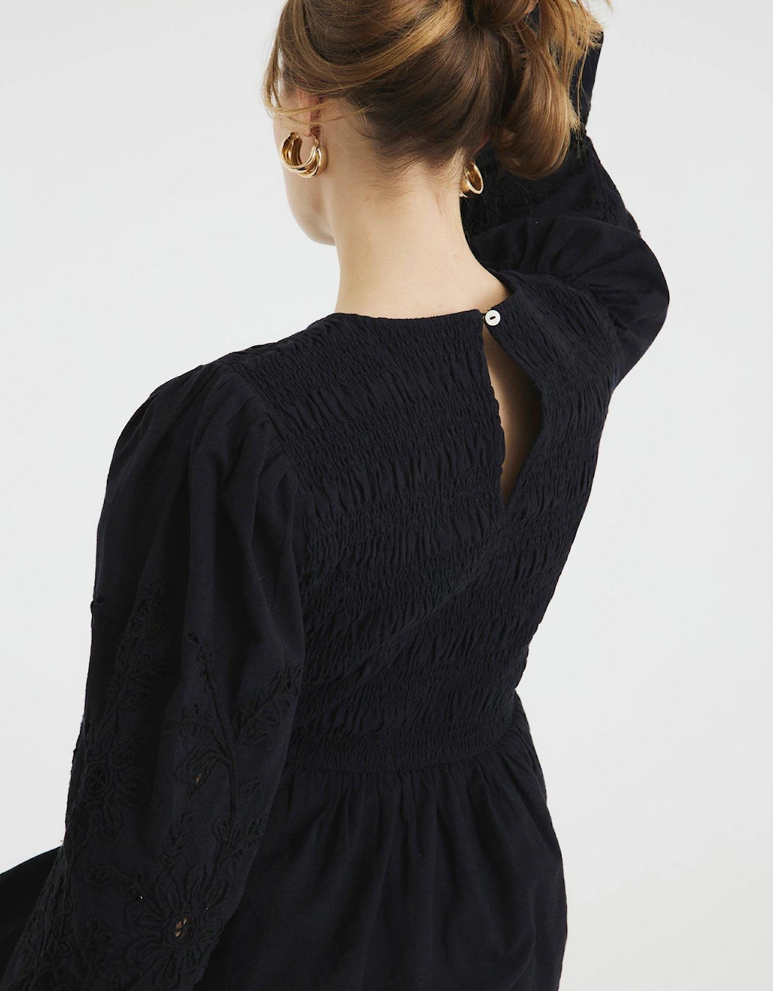 Shirred Bodice Top - Black