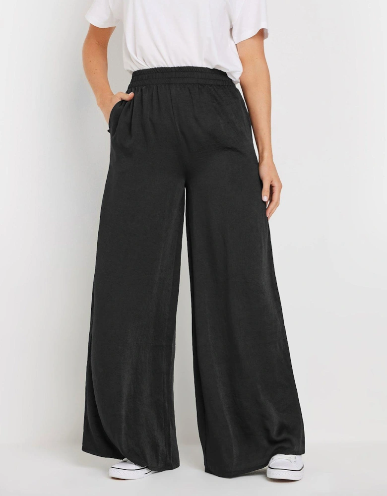 Satin Wide Leg Trousers 36" - Black