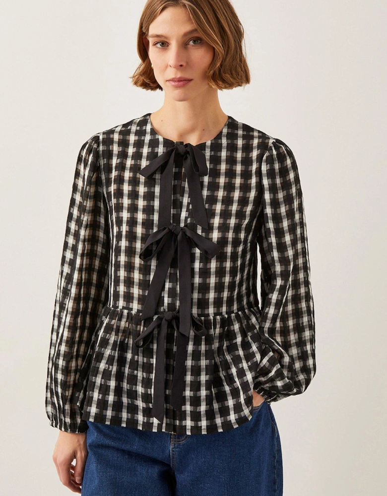 Violet Check Blouse - Black