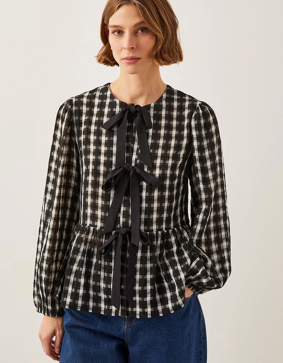 Violet Check Blouse - Black, 2 of 1