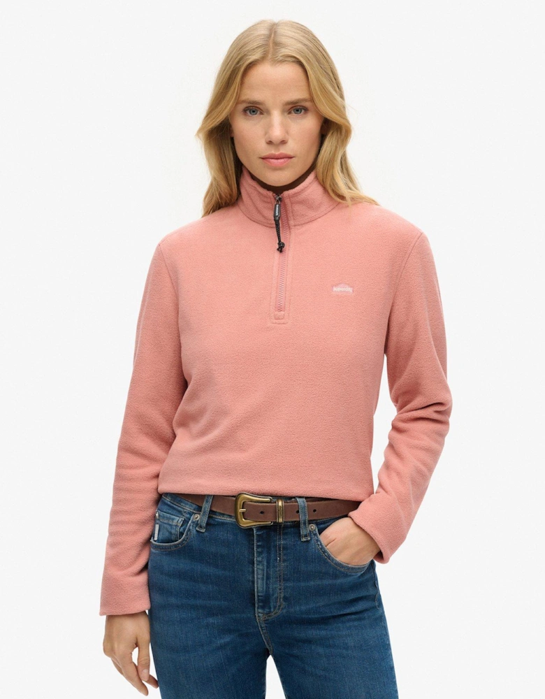 Polar Fleece Cropped Half Zip - Pink