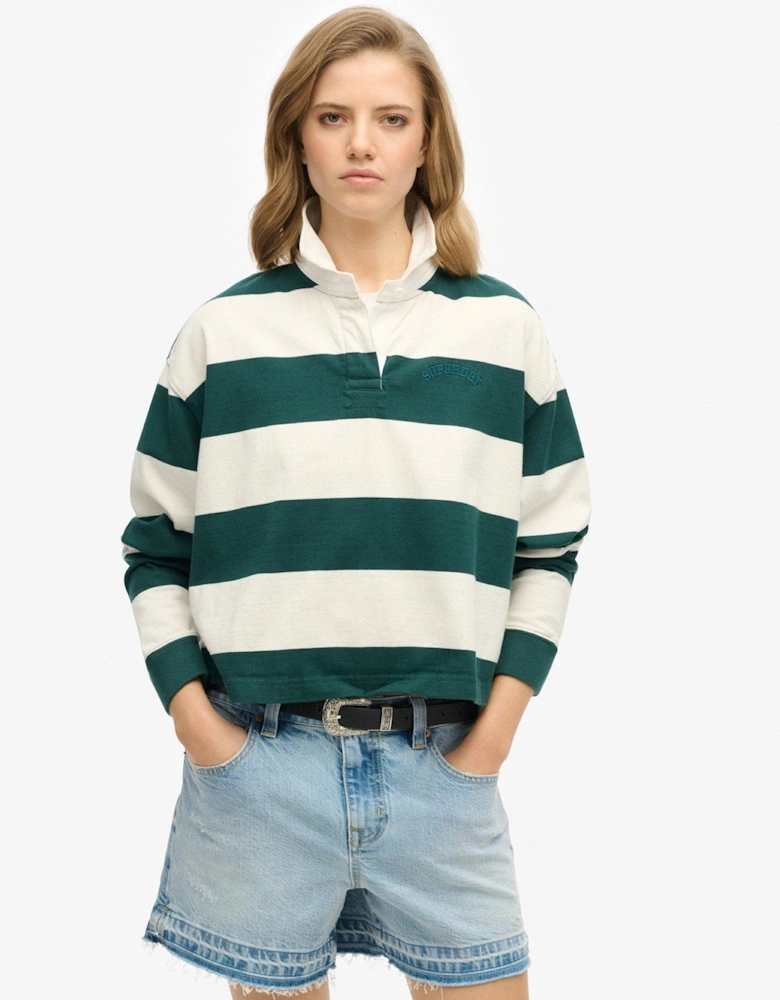 Athletic Essentials Stripe Rugby Top - Green