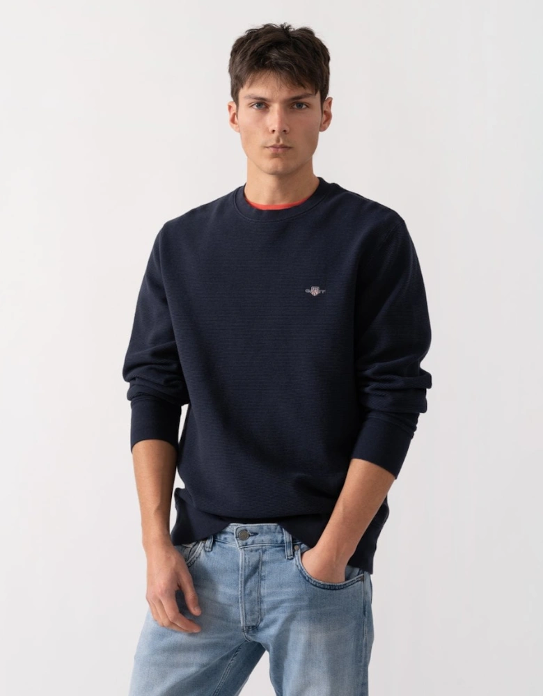 Mens Texture Crew Neck Sweatshirt