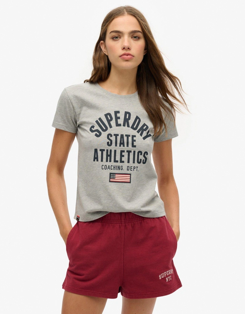 Athletic Graphic Fitted T-Shirt - Grey