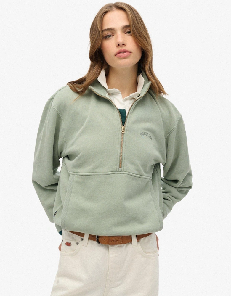 Essential Logo Oversized Half Zip Sweatshirt - Green