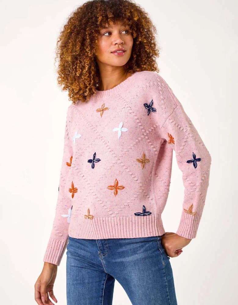 Crafted Diamond Detail Jumper - Pink