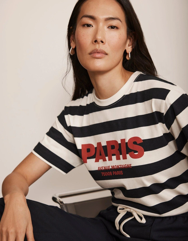 Stripe Paris T-Shirt - Navy