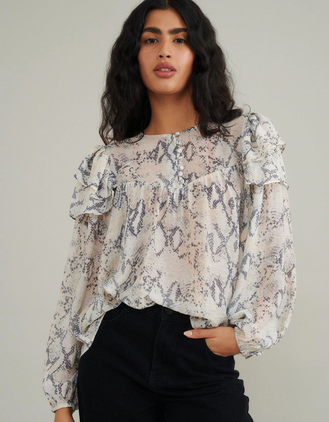 Tilda Snake Print Top - White