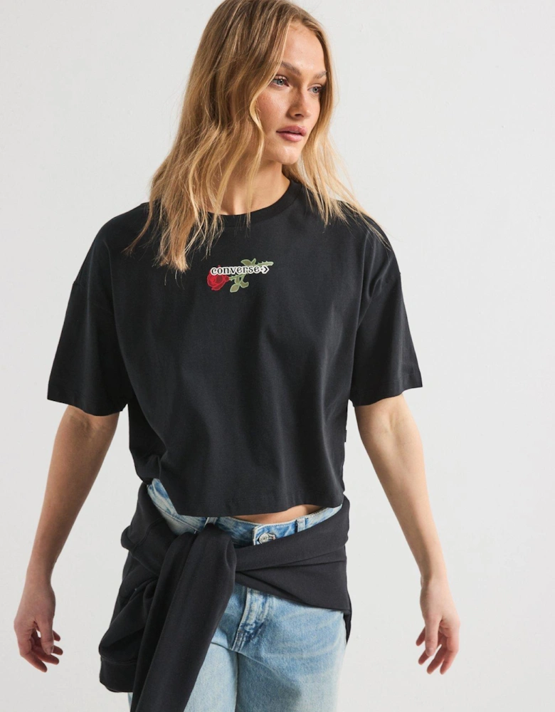 Womens Tlmn V-Day Crop Over Sized Tee - Black