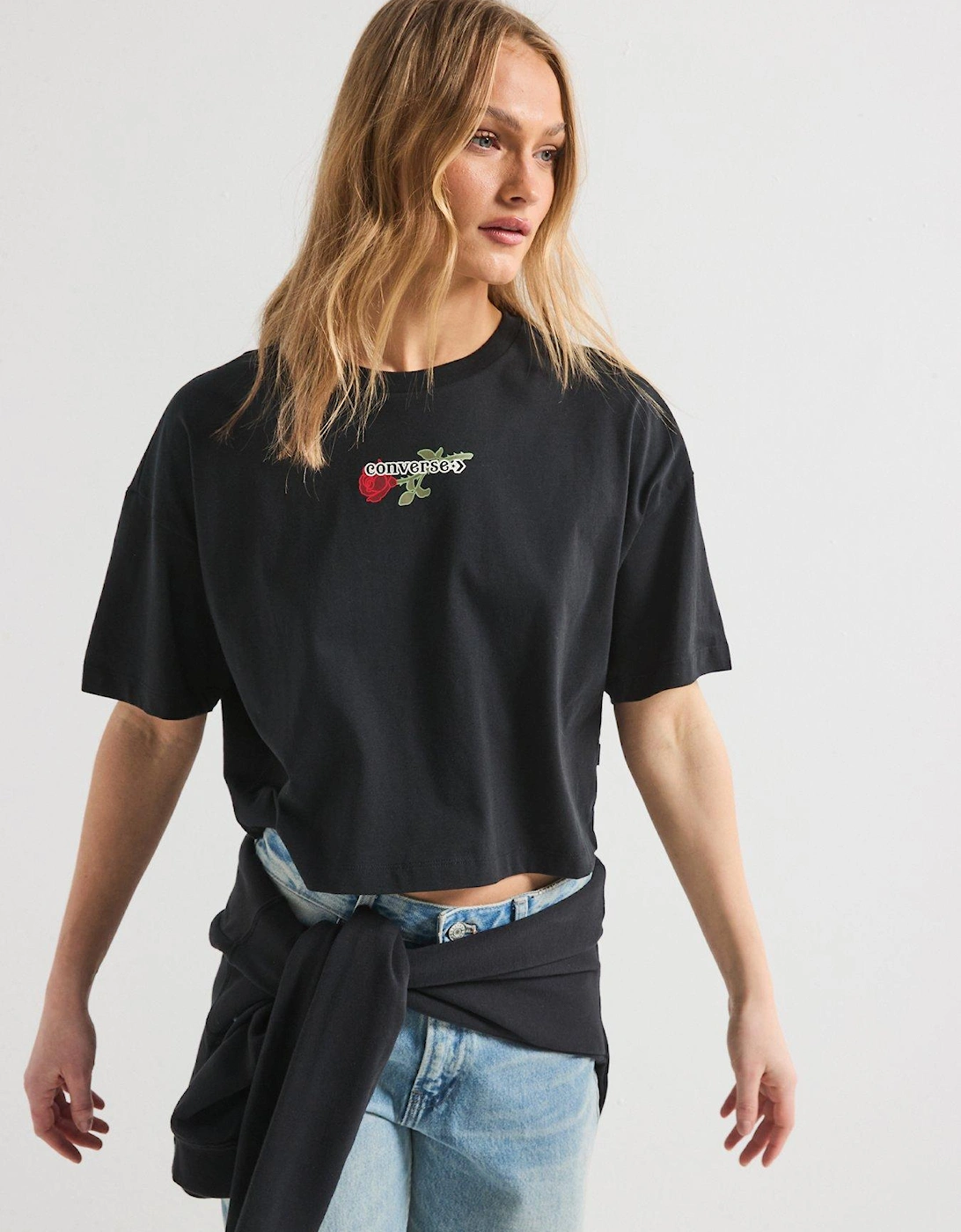 Womens Tlmn V-Day Crop Over Sized Tee - Black, 2 of 1