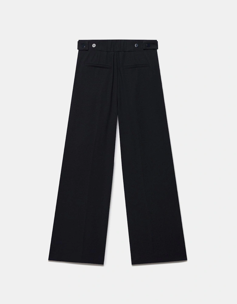 Pleated Cropped Trousers - Navy