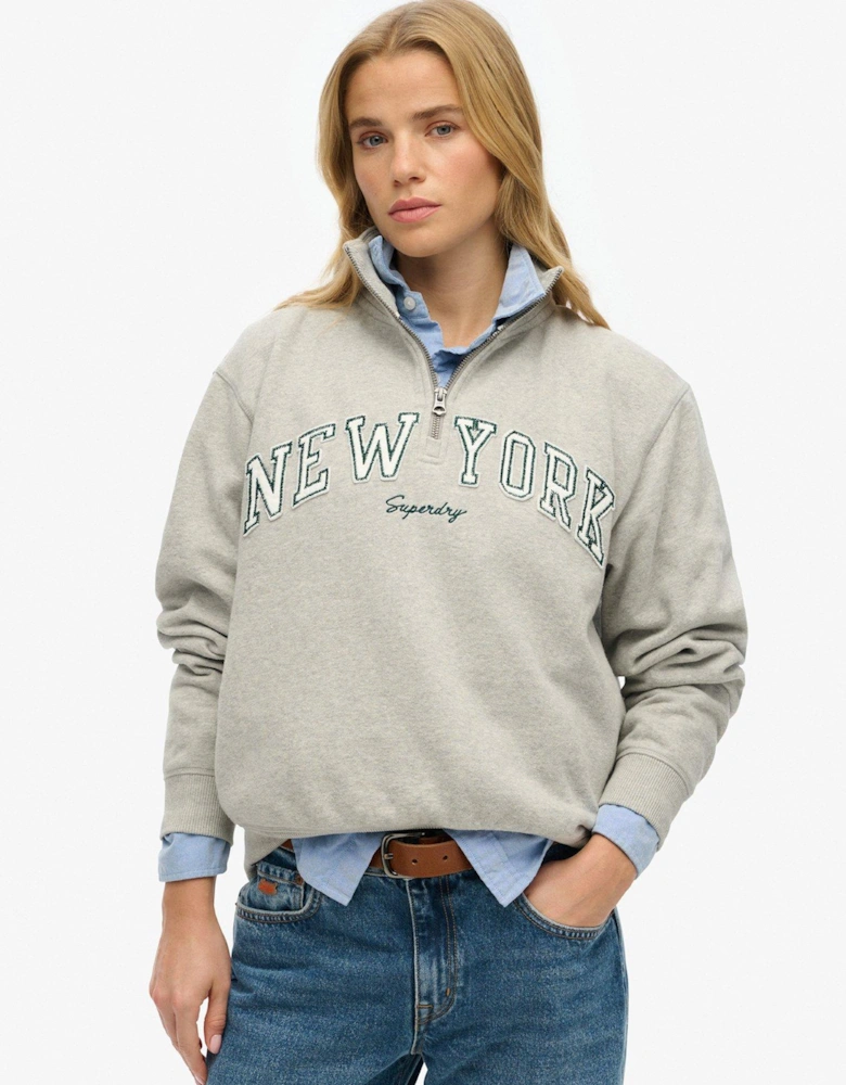 Athletic Essentials Applique Half Zip Sweatshirt - Grey