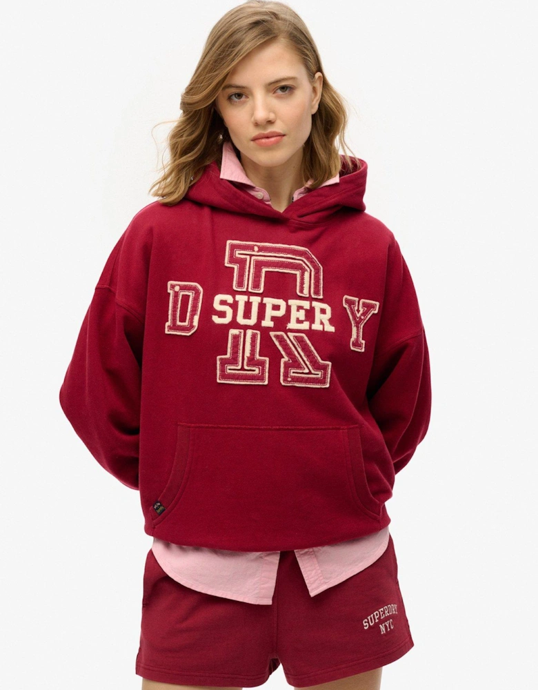 Athletic Essentials Applique Relaxed Hoodie - Red