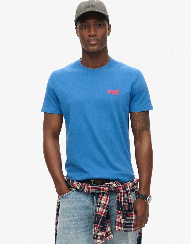 Essential Logo Embroidered Short Sleeve T-Shirt - Blue