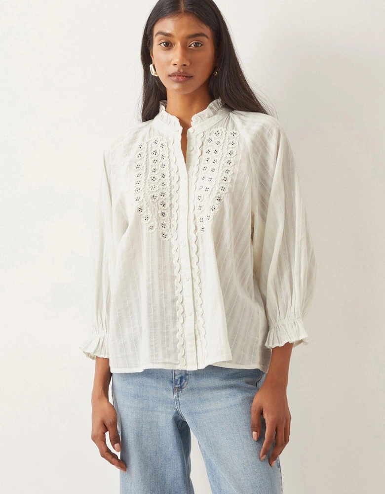 Arden Embellished Blouse - Ivory - Cream