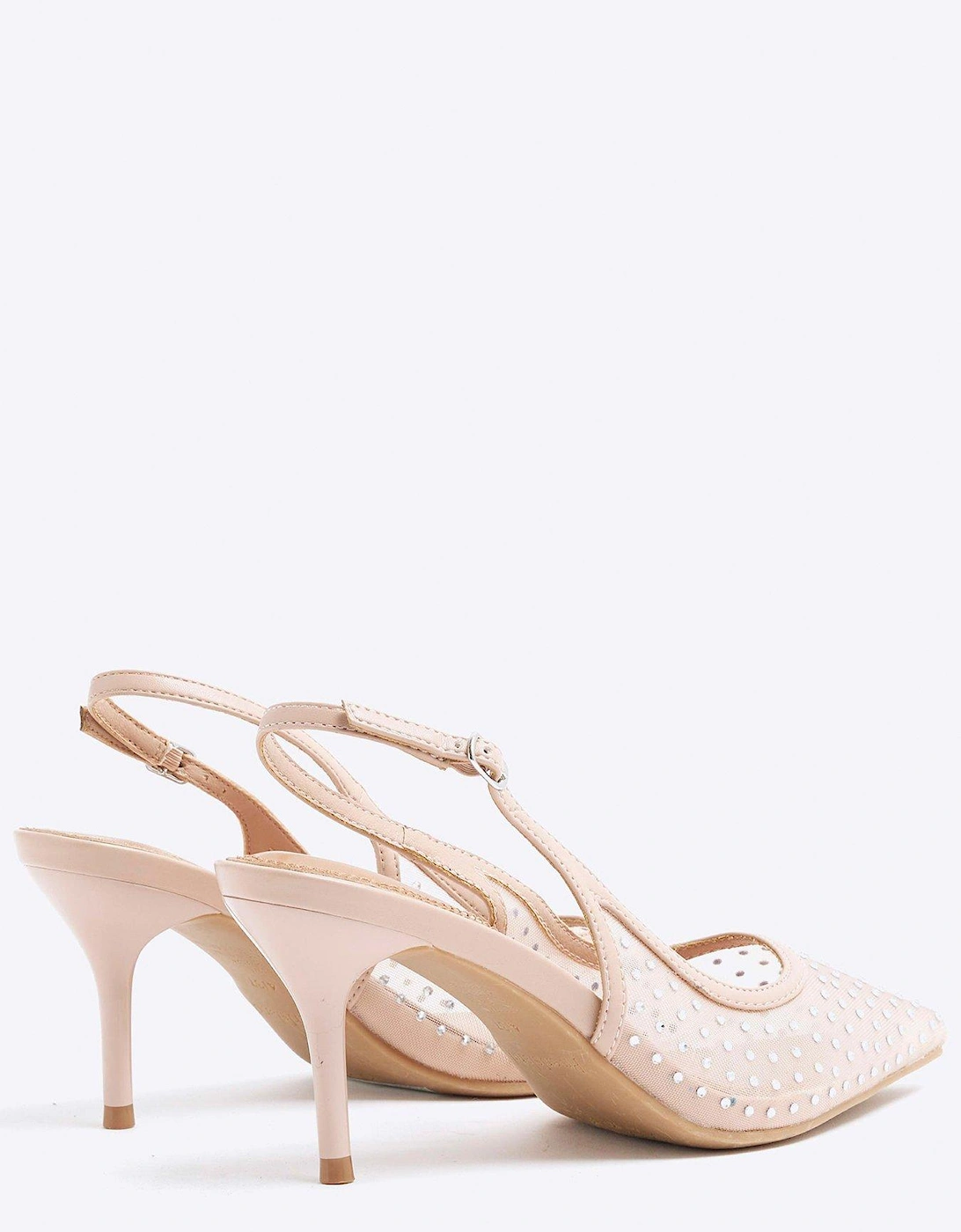 Mesh Sling Back Court Shoe - Beige