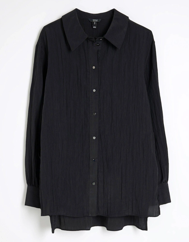 Crinkle Tie Side Shirt - Black