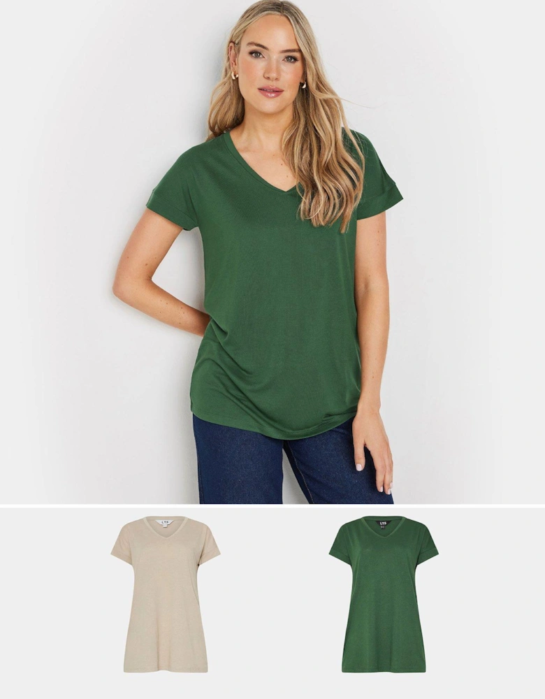 2 Pack Modal T-Shirts - Green