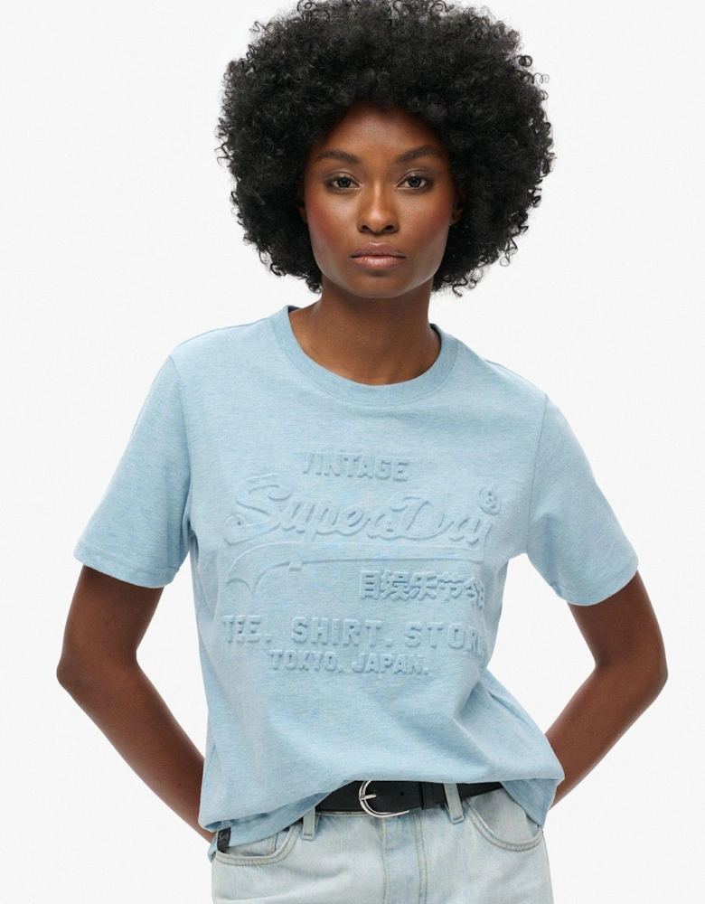 Embossed Vintage Logo Relaxed T-Shirt - Blue