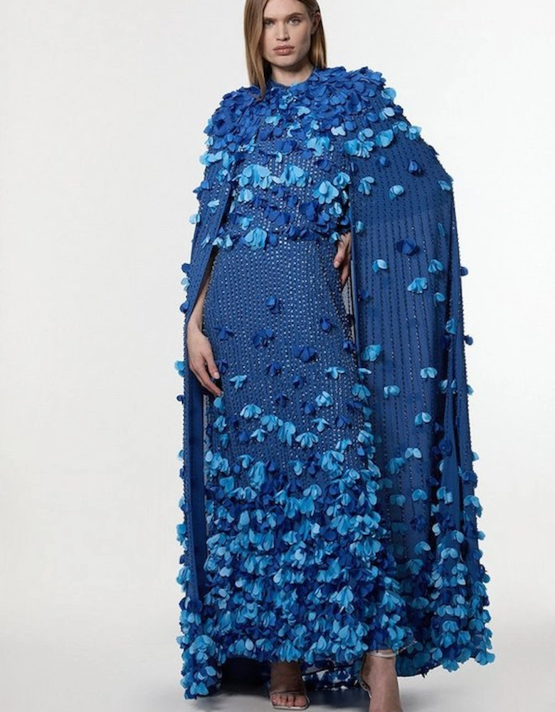 Crystal Applique Woven Maxi Cape