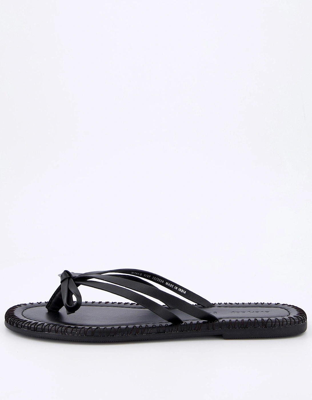 Leather Bow Toe Post Sandals - Black , 2 of 1