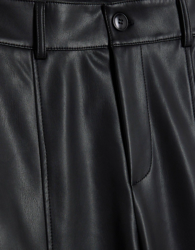 Cuff Detail Wide Leg Trouser - Black