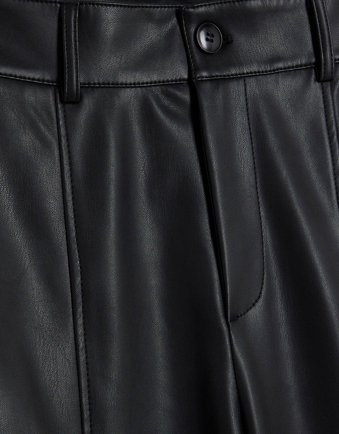 Cuff Detail Wide Leg Trouser - Black