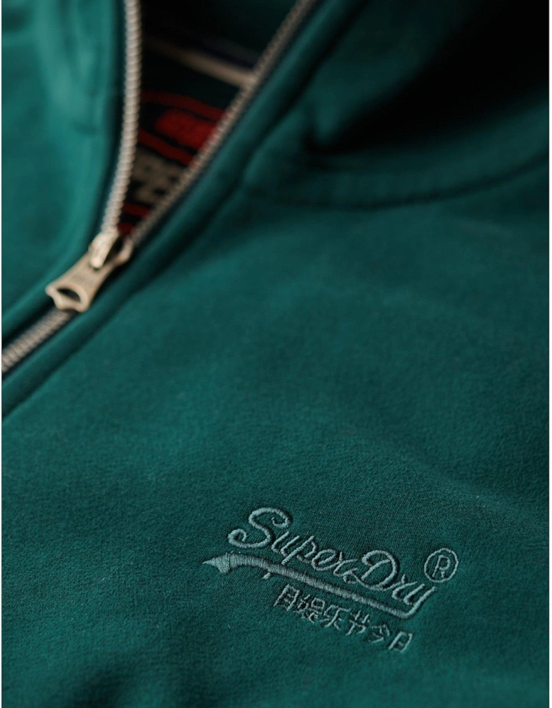 Essential Logo Henley Half Zip Sweat Top-Dark Green