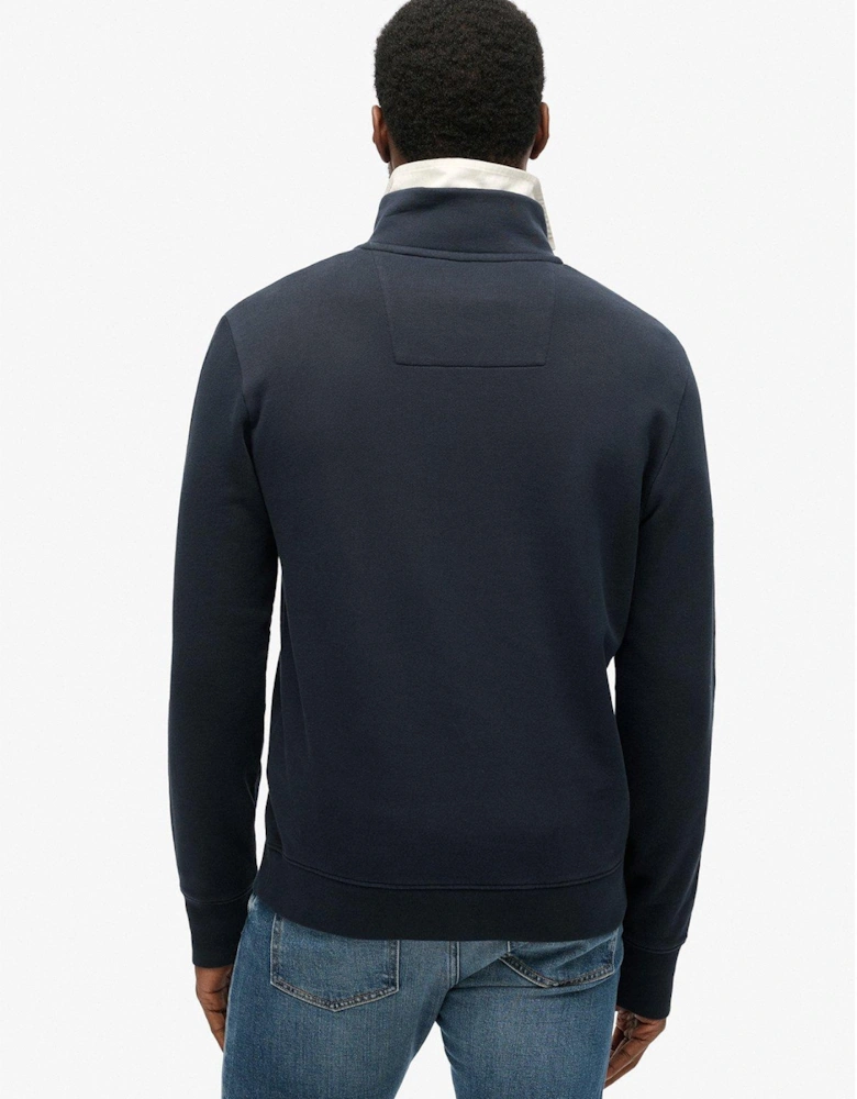 Core Logo Henley Half Zip Sweat Top-Navy