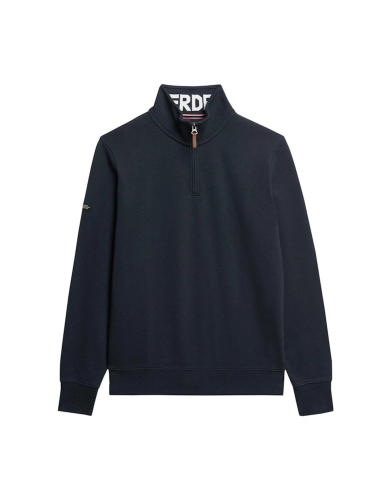 Core Logo Henley Half Zip Sweat Top-Navy