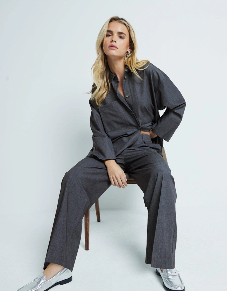 Cargo Wide Leg Trousers - Grey