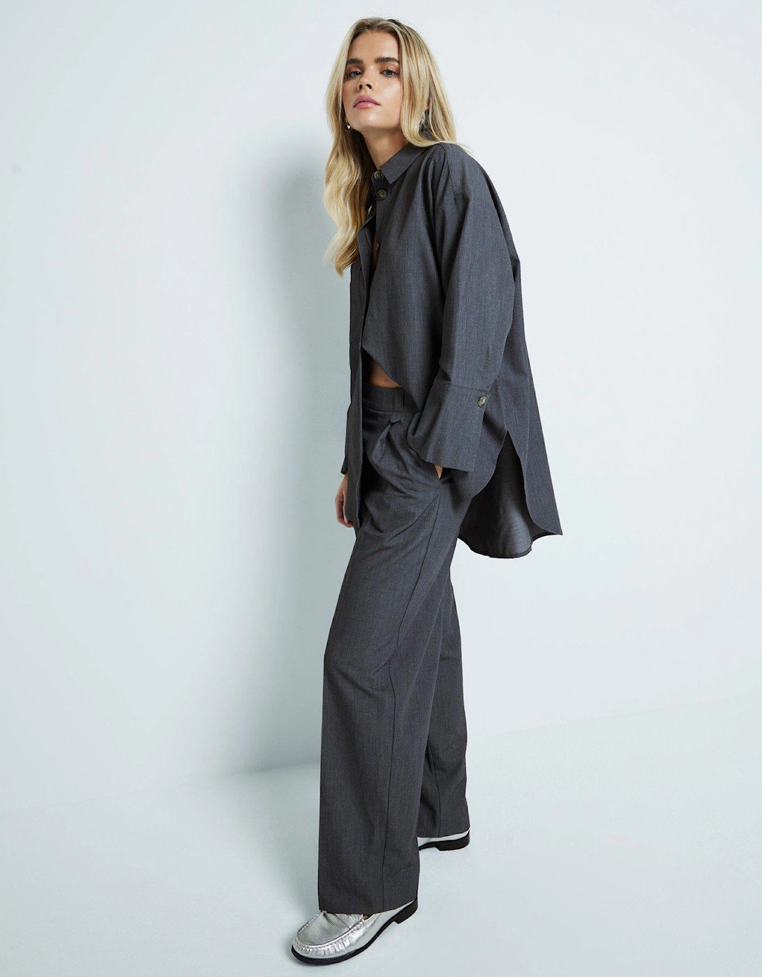 Cargo Wide Leg Trousers - Grey