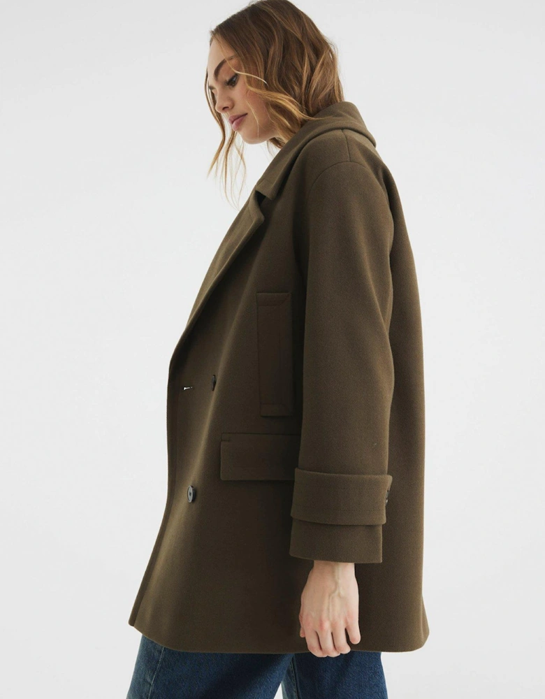 Double Breasted Peacoat - Khaki