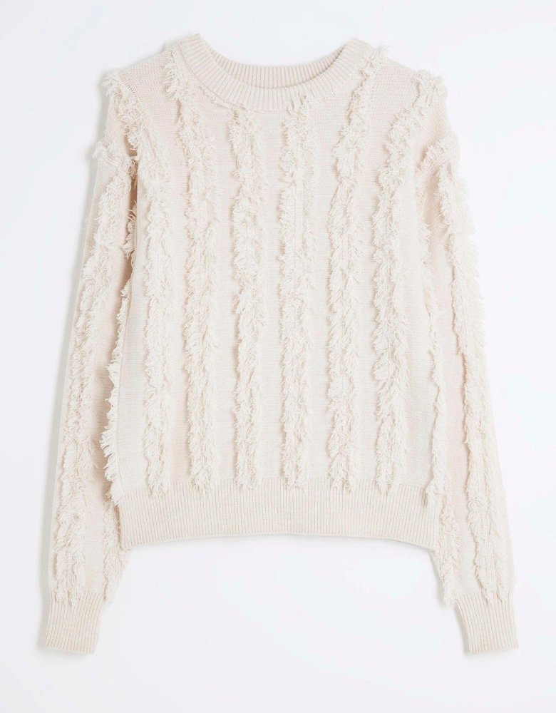 Fringe Jumper - Beige