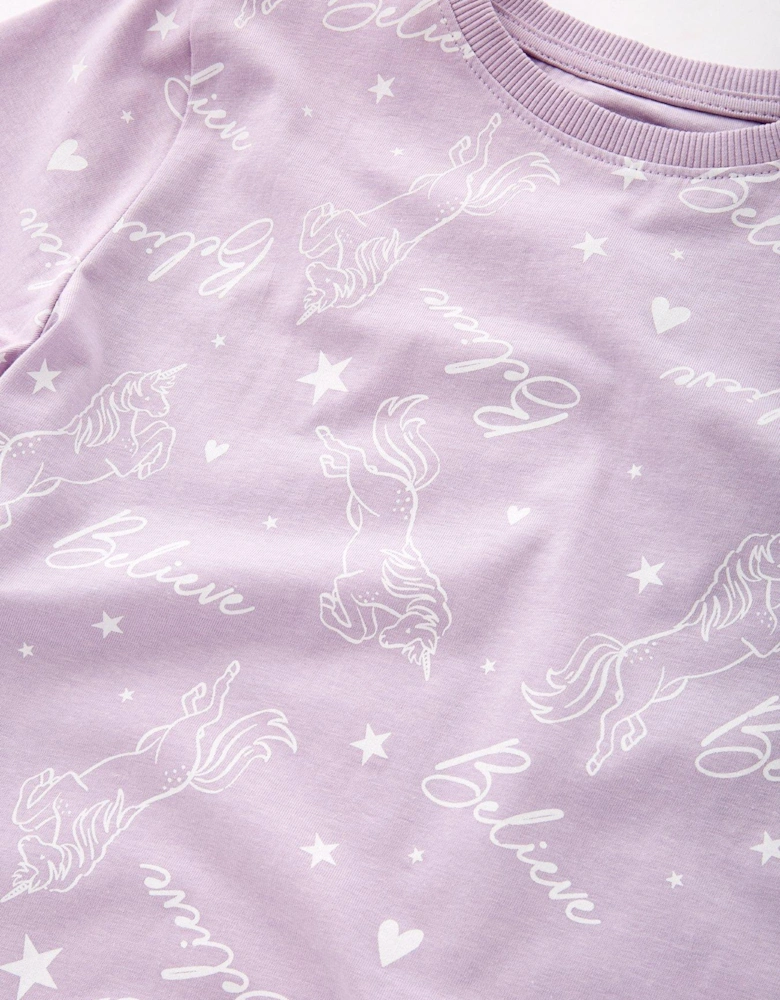 Girls Unicorn Value Pyjama Set - Lilac